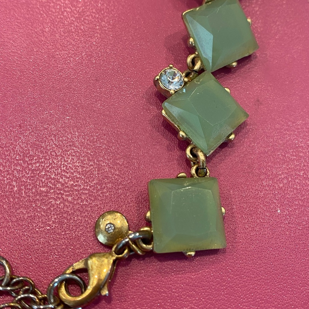J Crew Aquamarine and Rhinestone Gold Tone Necklace - Picture 2 of 3